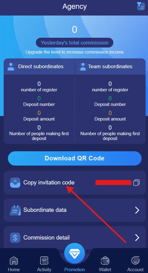 copy invitation code